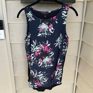 Banana Republic Floral Sleeveless Top - Navy and Pink, size XS